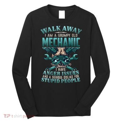 Walk Away I'm A Grumpy Old Mechanic (On Back) Long Sleeve Shirt