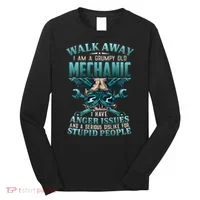 Walk Away I'm A Grumpy Old Mechanic (On Back) Long Sleeve Shirt thumb 0