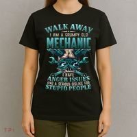 Walk Away I'm A Grumpy Old Mechanic (On Back) T-Shirt thumb 4