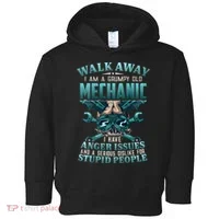 Walk Away I'm A Grumpy Old Mechanic (On Back) Toddler Hoodie thumb 0