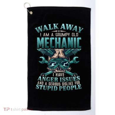 Walk Away I'm A Grumpy Old Mechanic (On Back) Golf Towel
