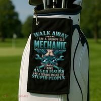Walk Away I'm A Grumpy Old Mechanic (On Back) Golf Towel thumb 2