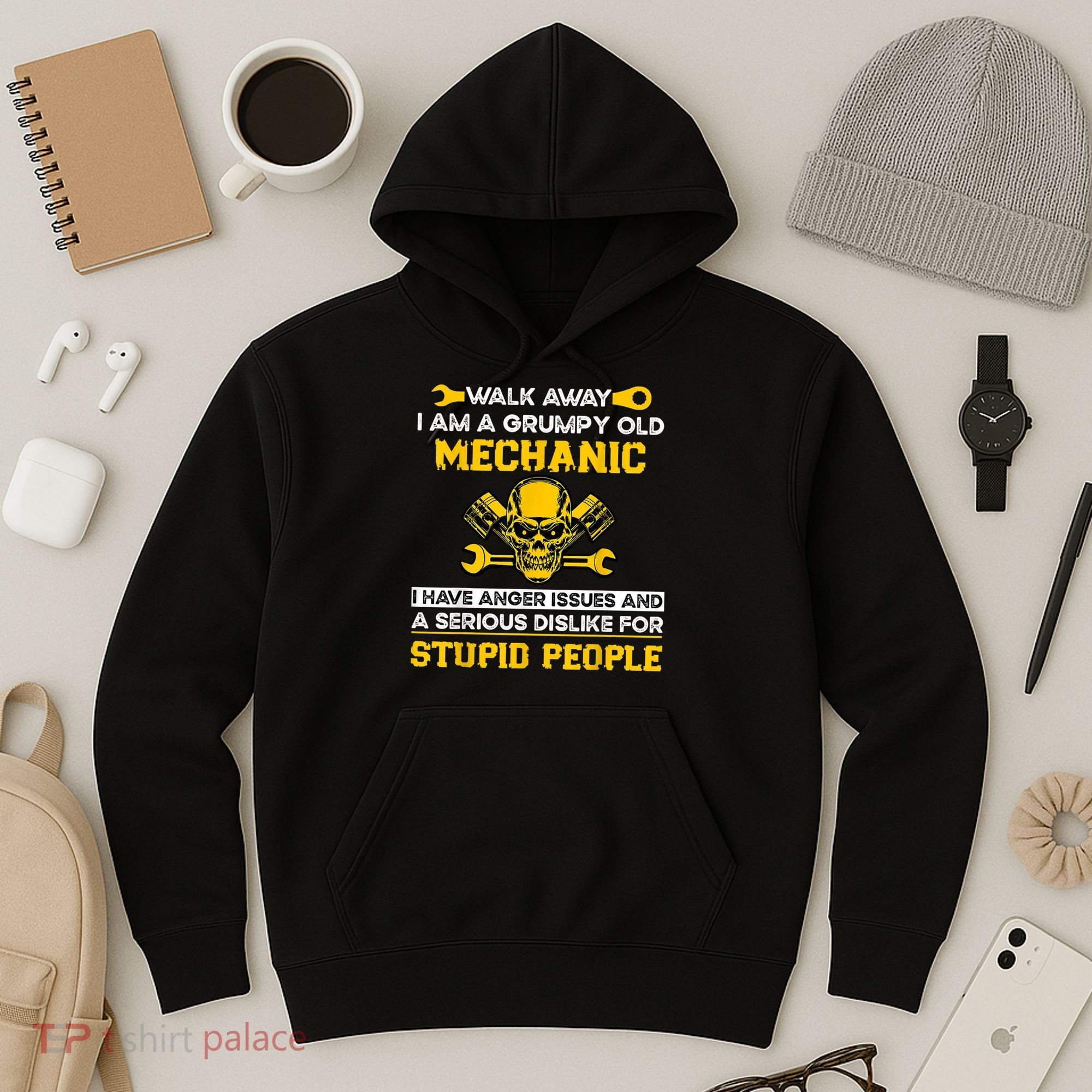 Walk Away I Am A Grumpy Old Mechanic I Have Anger Issues Hoodie