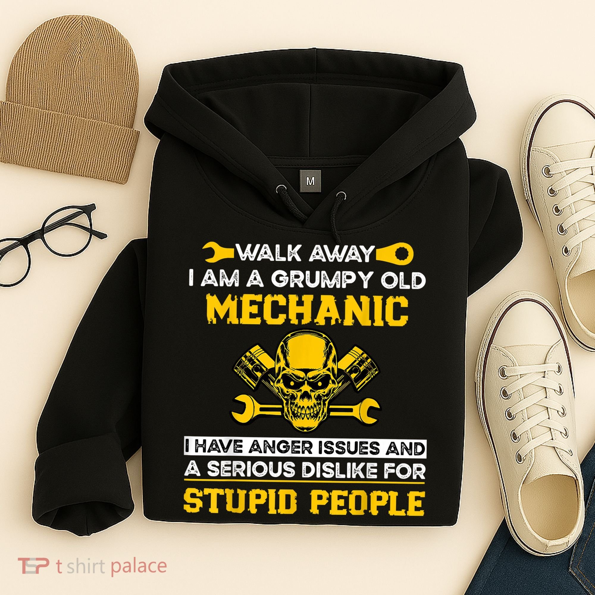 Walk Away I Am A Grumpy Old Mechanic I Have Anger Issues Hoodie