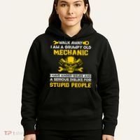 Walk Away I Am A Grumpy Old Mechanic I Have Anger Issues Hoodie thumb 5