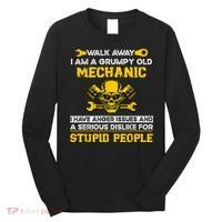 Walk Away I Am A Grumpy Old Mechanic I Have Anger Issues Long Sleeve Shirt thumb 0