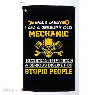 Walk Away I Am A Grumpy Old Mechanic I Have Anger Issues Golf Towel