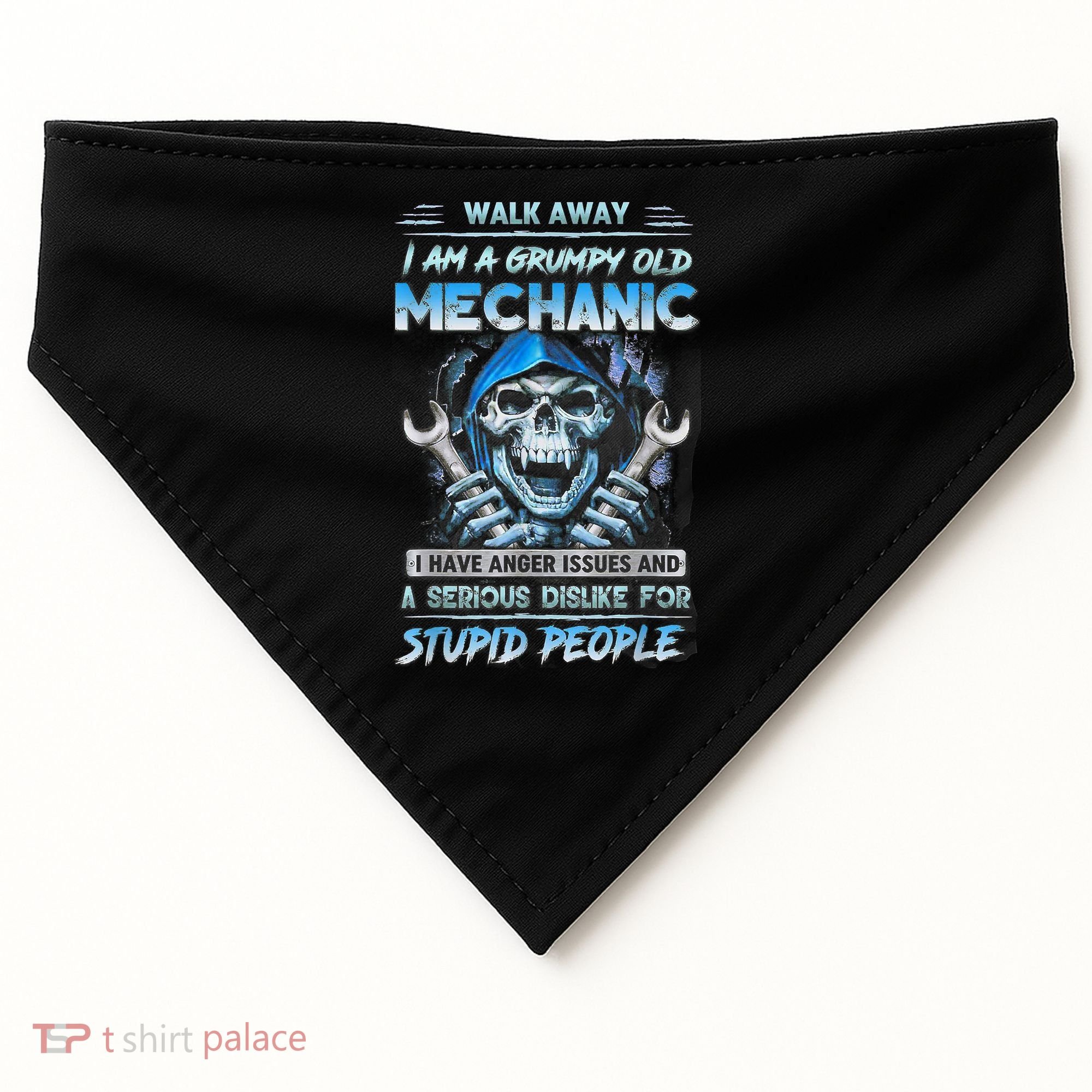 Walk Away I Am A Grumpy Old Mechanic I Have Anger Issues USA-Made Doggie Bandana
