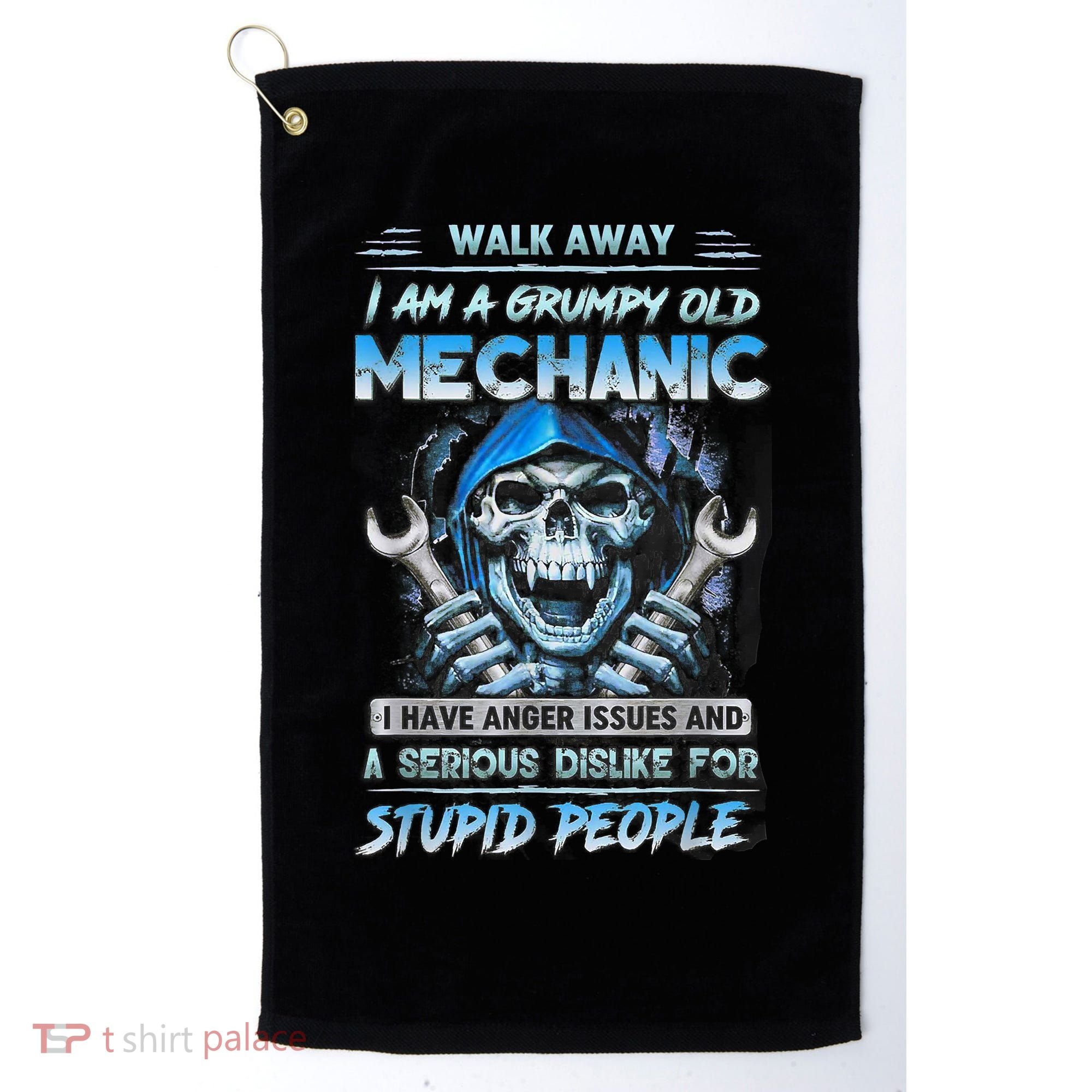 Walk Away I Am A Grumpy Old Mechanic I Have Anger Issues Golf Towel