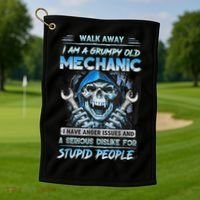 Walk Away I Am A Grumpy Old Mechanic I Have Anger Issues Golf Towel thumb 1