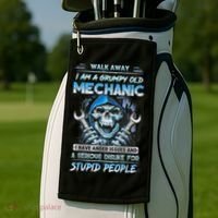 Walk Away I Am A Grumpy Old Mechanic I Have Anger Issues Golf Towel thumb 2