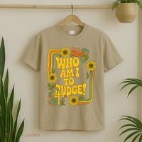 Who Am I To Judge Francis Quote Retro 70s Floral Women T-Shirt thumb 2