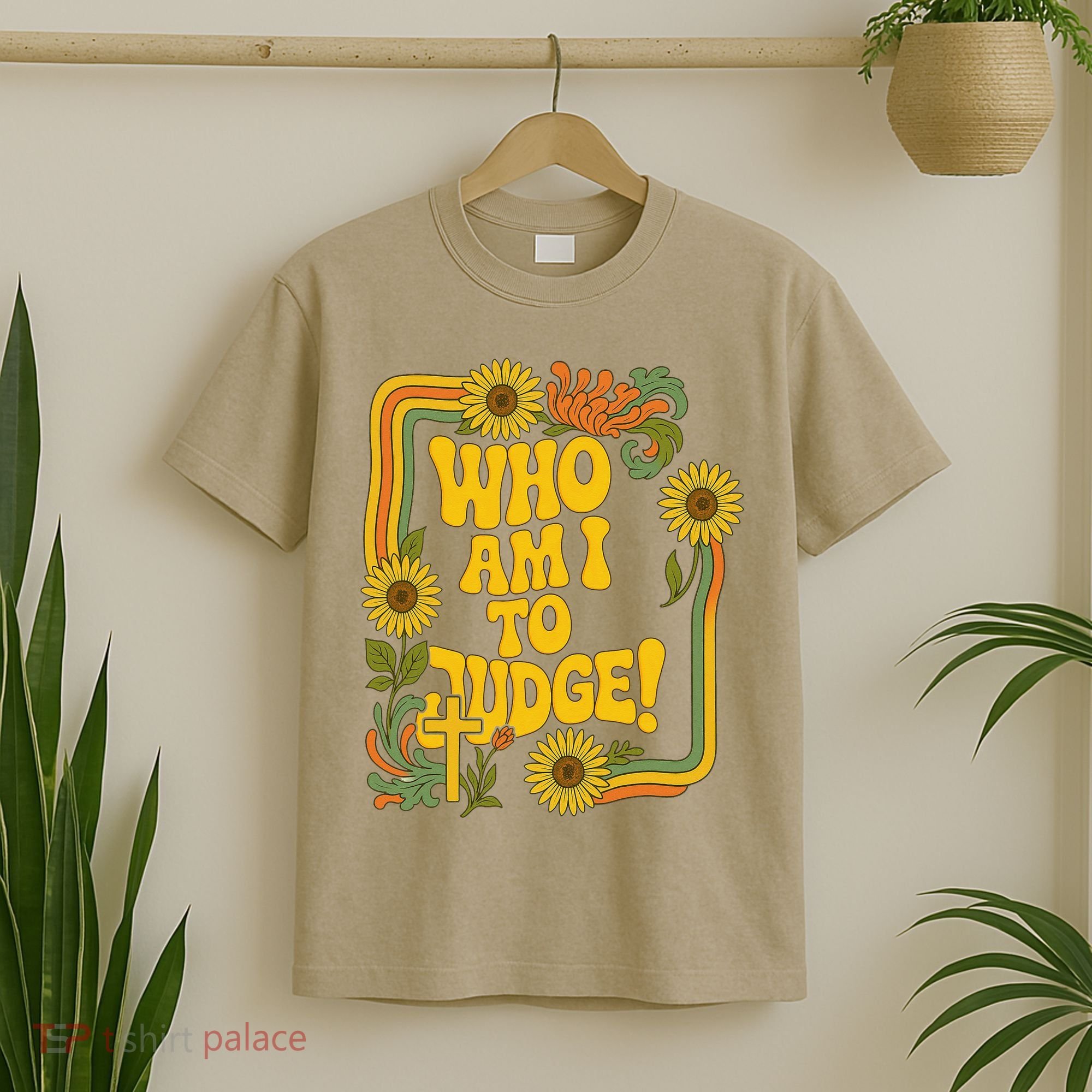 Who Am I To Judge Francis Quote Retro 70s Floral Women T-Shirt