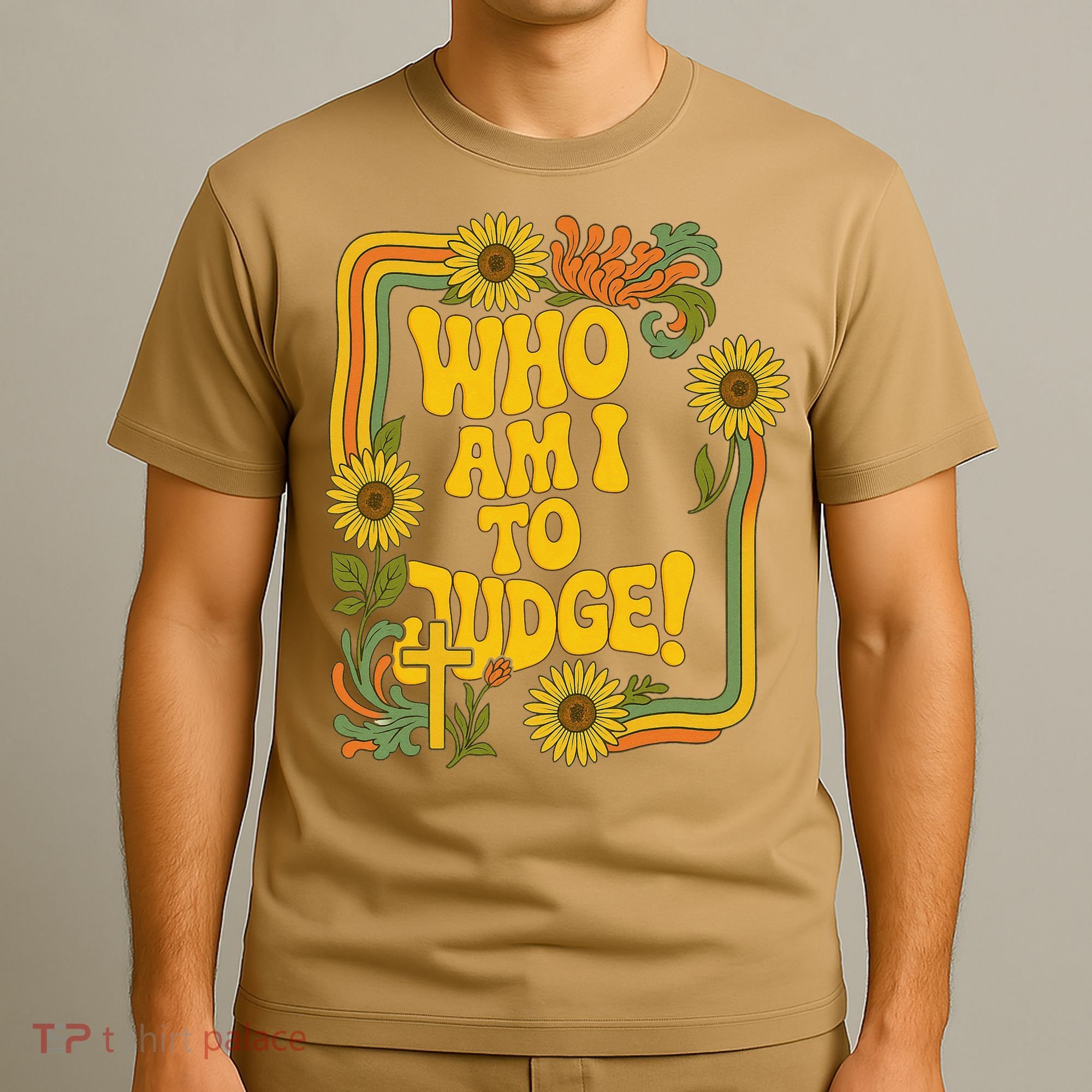 Who Am I To Judge Francis Quote Retro 70s Floral Women T-Shirt