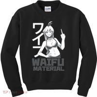 Waifu Material Anime Funny Kids Sweatshirt thumb 0