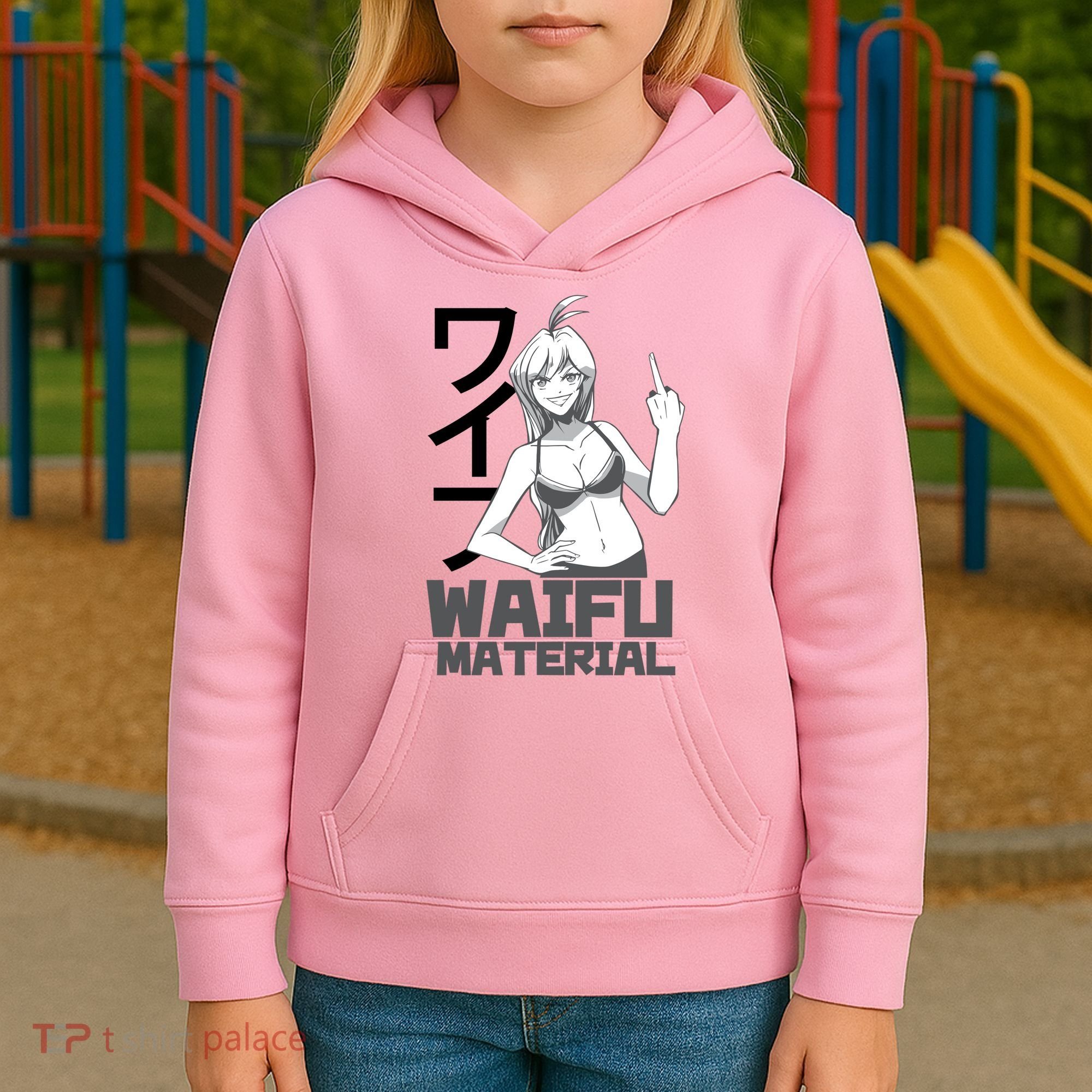 Waifu Material Anime Funny Kids Hoodie
