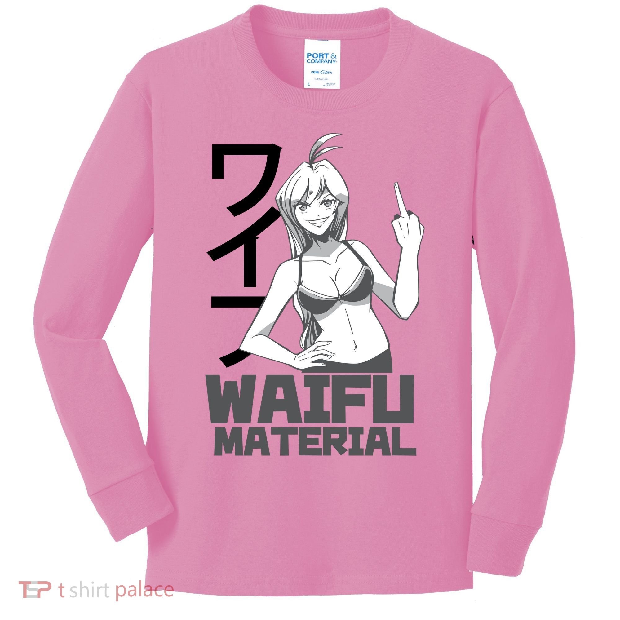 Waifu Material Anime Funny Kids Long Sleeve Shirt