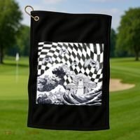 Weirdcore Aesthetic Japanese The Great Wave Off Kanagawa Gift Golf Towel thumb 1