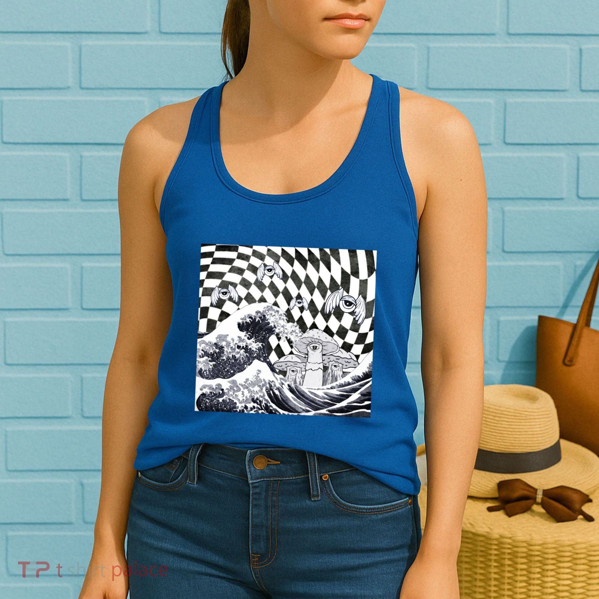 Weirdcore Aesthetic Japanese The Great Wave Off Kanagawa Gift Women's Tank Top