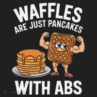 Waffles Are Just Pancakes With Abs Funny Breakfast Beanie thumb 2