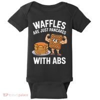 Waffles Are Just Pancakes With Abs Funny Breakfast Baby Bodysuit thumb 0