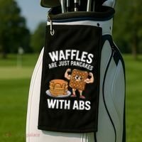 Waffles Are Just Pancakes With Abs Funny Breakfast Golf Towel thumb 2