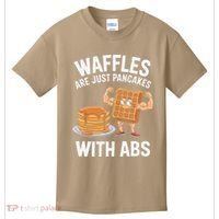 Waffles Are Just Pancakes With Abs Funny Breakfast Kids T-Shirt thumb 0
