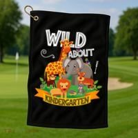 Wild About Kindergarten Funny Preschool Zoo Gift Golf Towel thumb 1