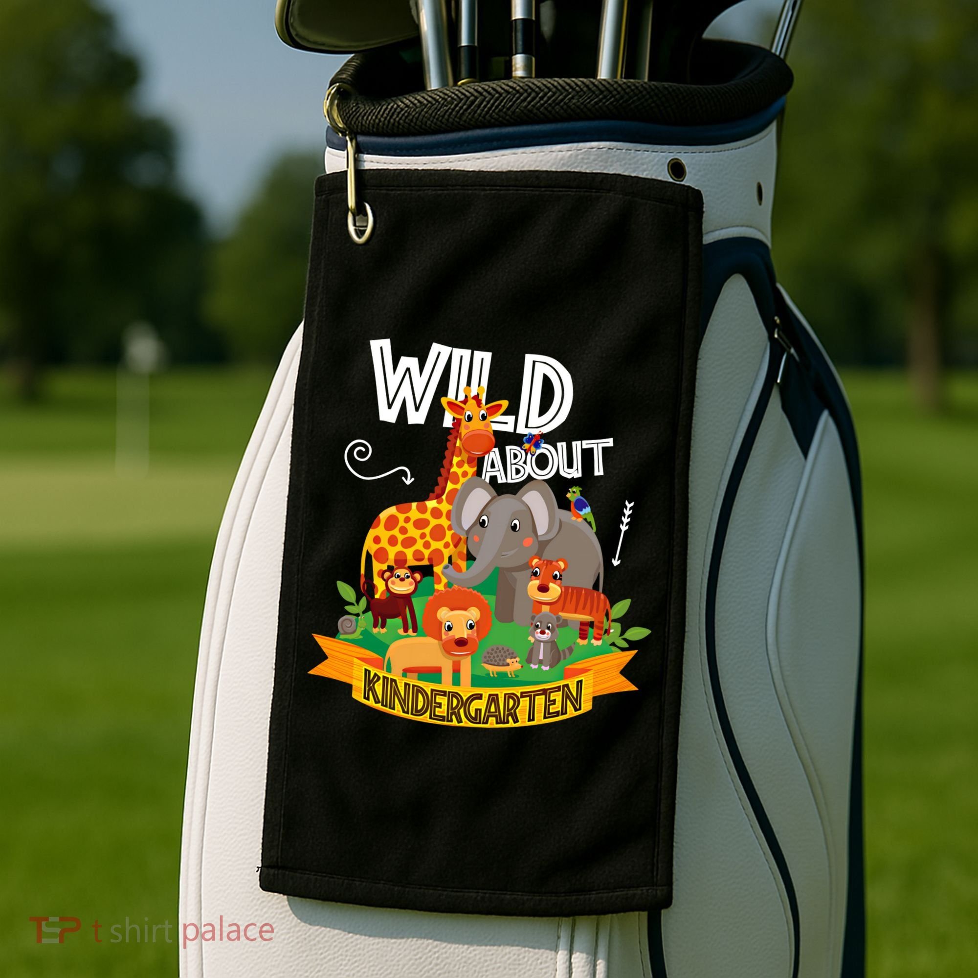 Wild About Kindergarten Funny Preschool Zoo Gift Golf Towel