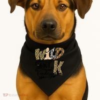 Wild About Kindergarten Leopard Print School Teacher Gift USA-Made Doggie Bandana thumb 1