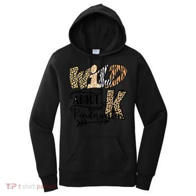 Wild About Kindergarten Leopard Print School Teacher Gift Women's Hoodie