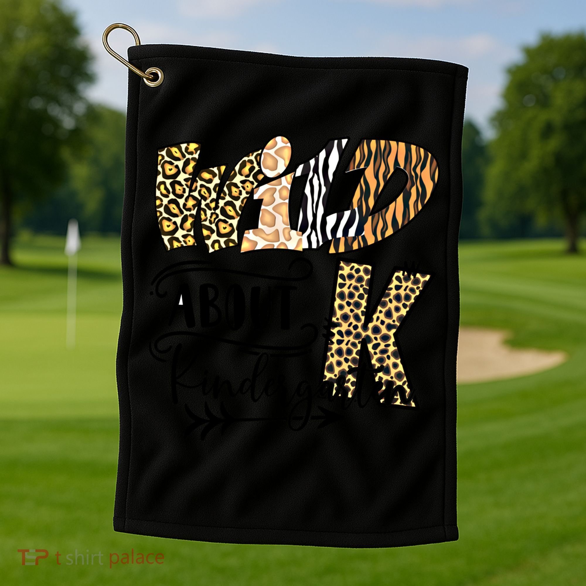 Wild About Kindergarten Leopard Print School Teacher Gift Golf Towel