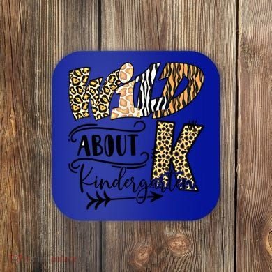 Wild About Kindergarten Leopard Print School Teacher Gift Coaster
