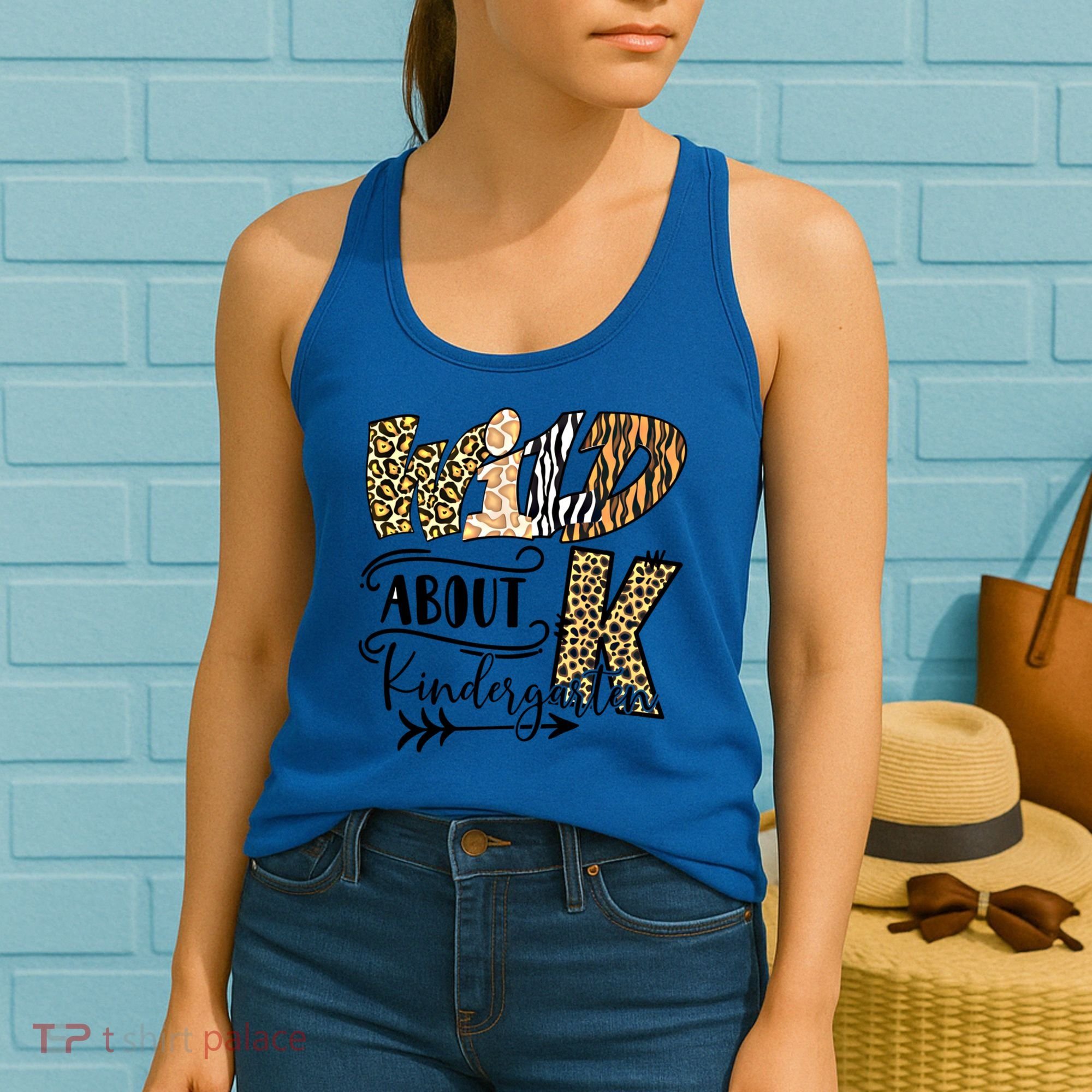 Wild About Kindergarten Leopard Print School Teacher Gift Women's Tank Top