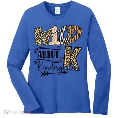 Wild About Kindergarten Leopard Print School Teacher Gift Women's Long Sleeve Shirt