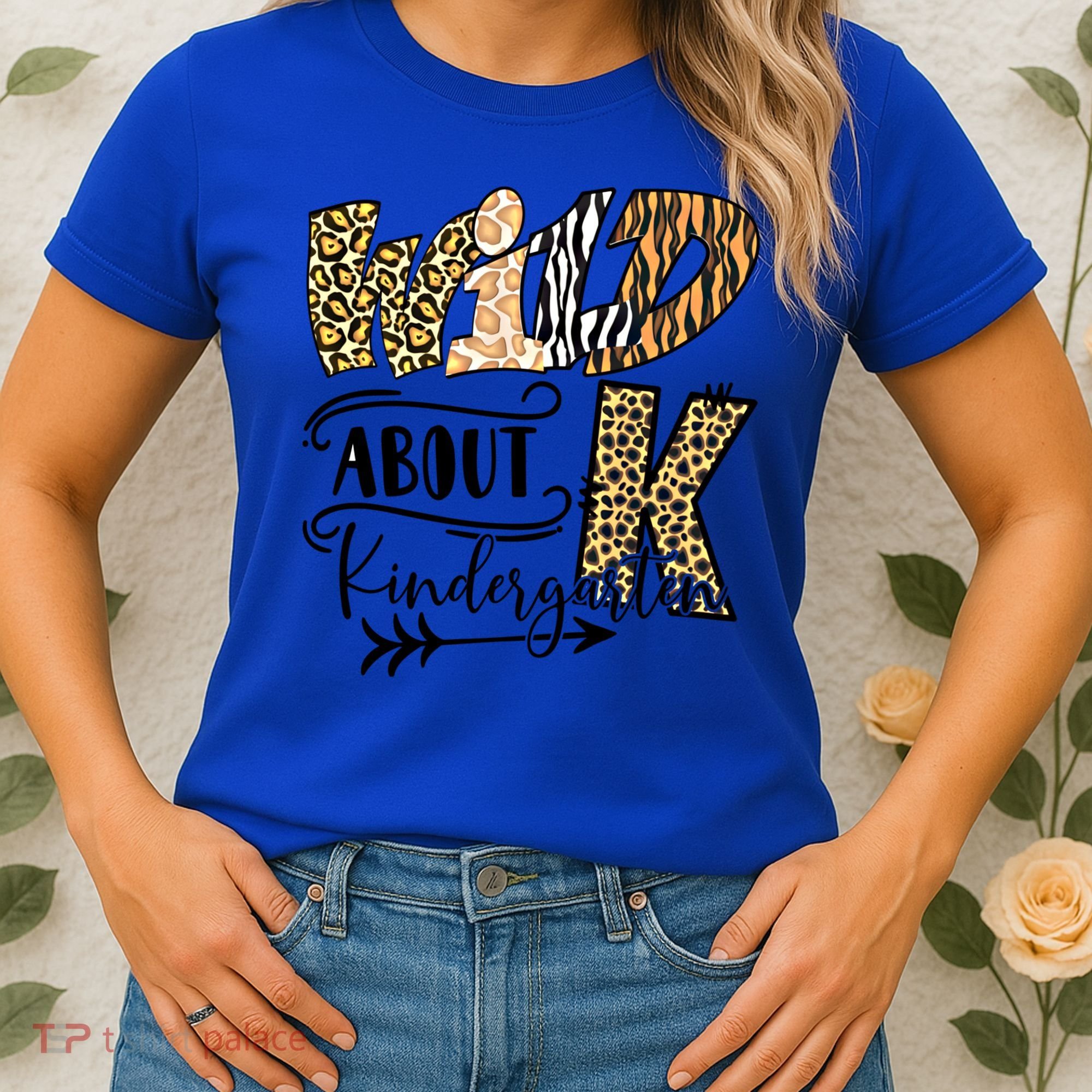 Wild About Kindergarten Leopard Print School Teacher Gift Women's T-Shirt