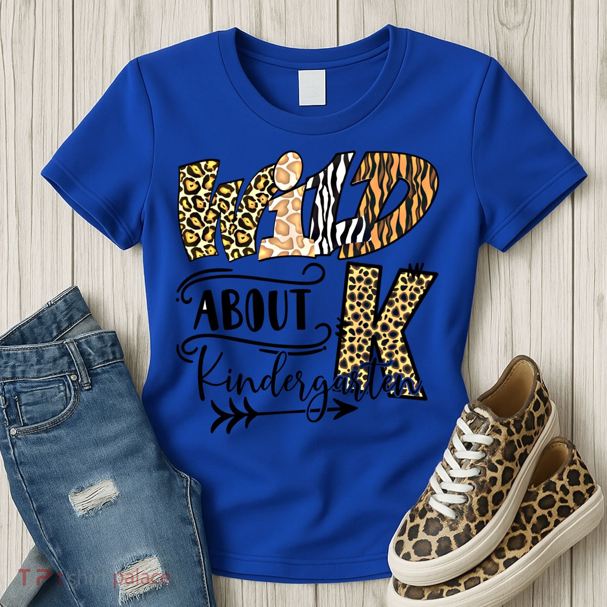 Wild About Kindergarten Leopard Print School Teacher Gift Women's T-Shirt