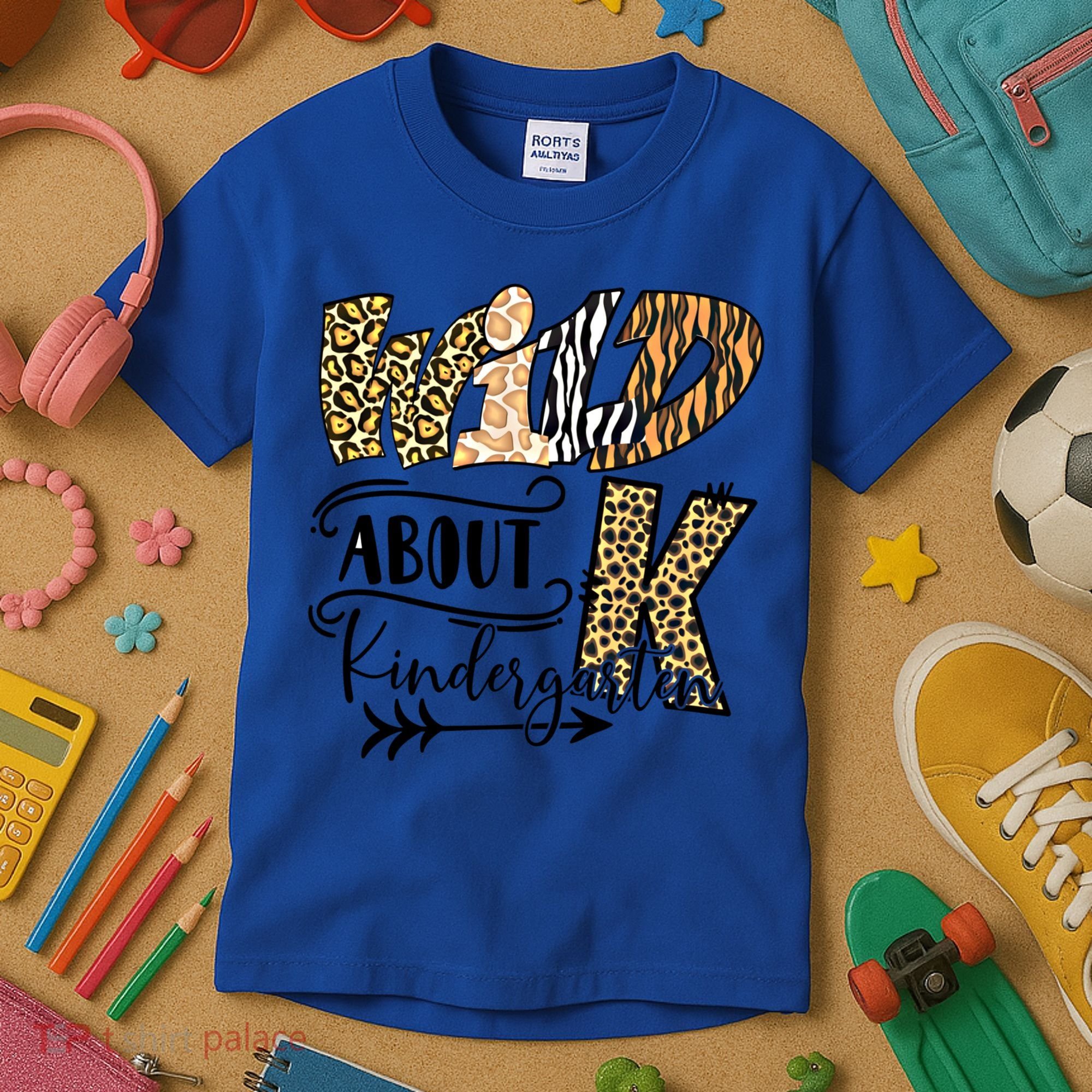 Wild About Kindergarten Leopard Print School Teacher Gift Kids T-Shirt