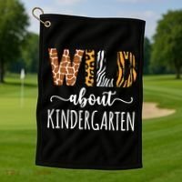 Wild About Kindergarten Teacher Leopard Print Gift Golf Towel thumb 1