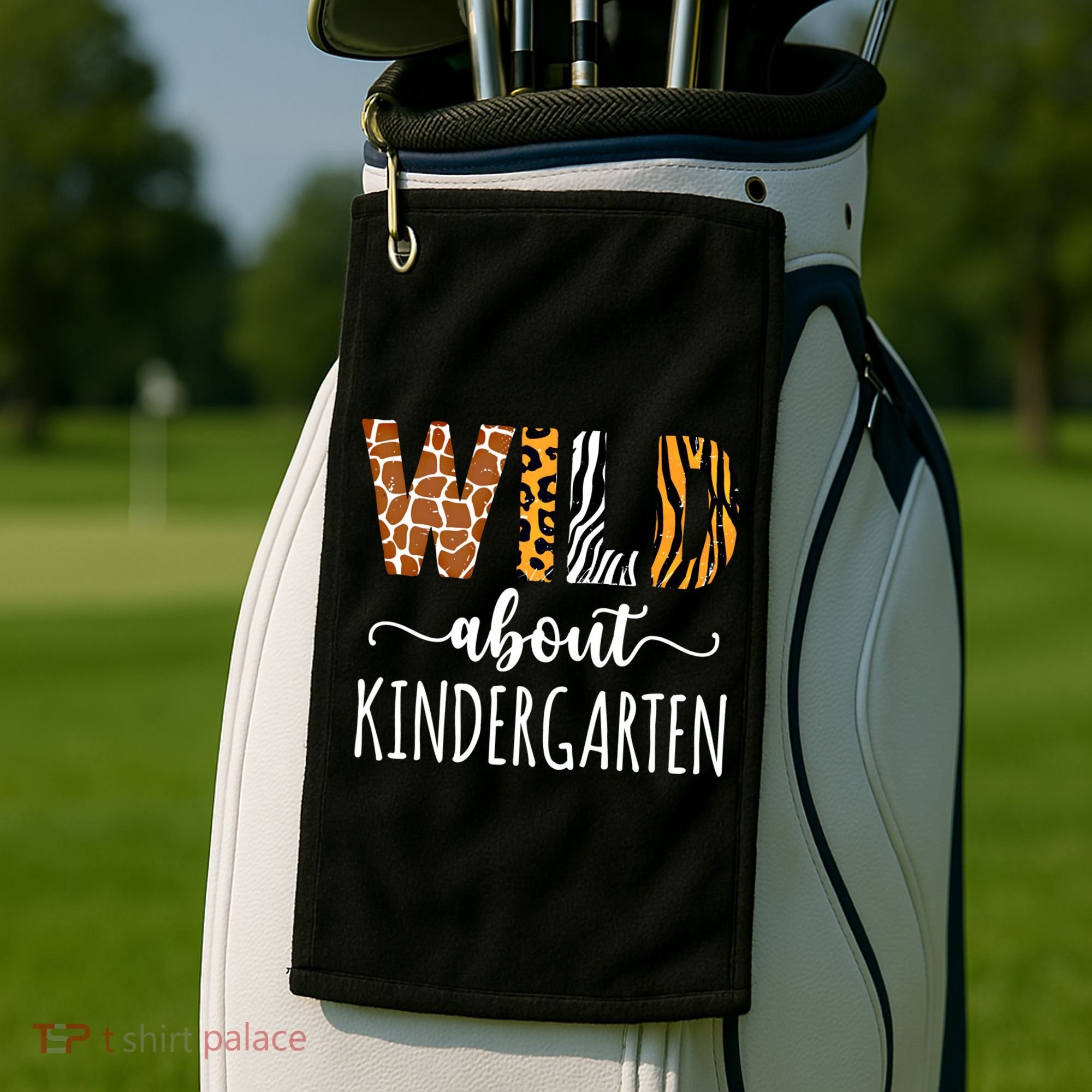 Wild About Kindergarten Teacher Leopard Print Gift Golf Towel