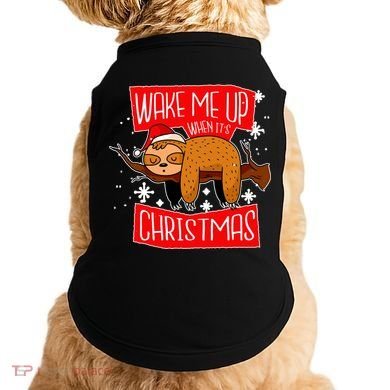 Wake Me Up When It's Christmas Funny Sloth Doggie Tank