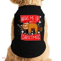 Wake Me Up When It's Christmas Funny Sloth Doggie Tank thumb 0