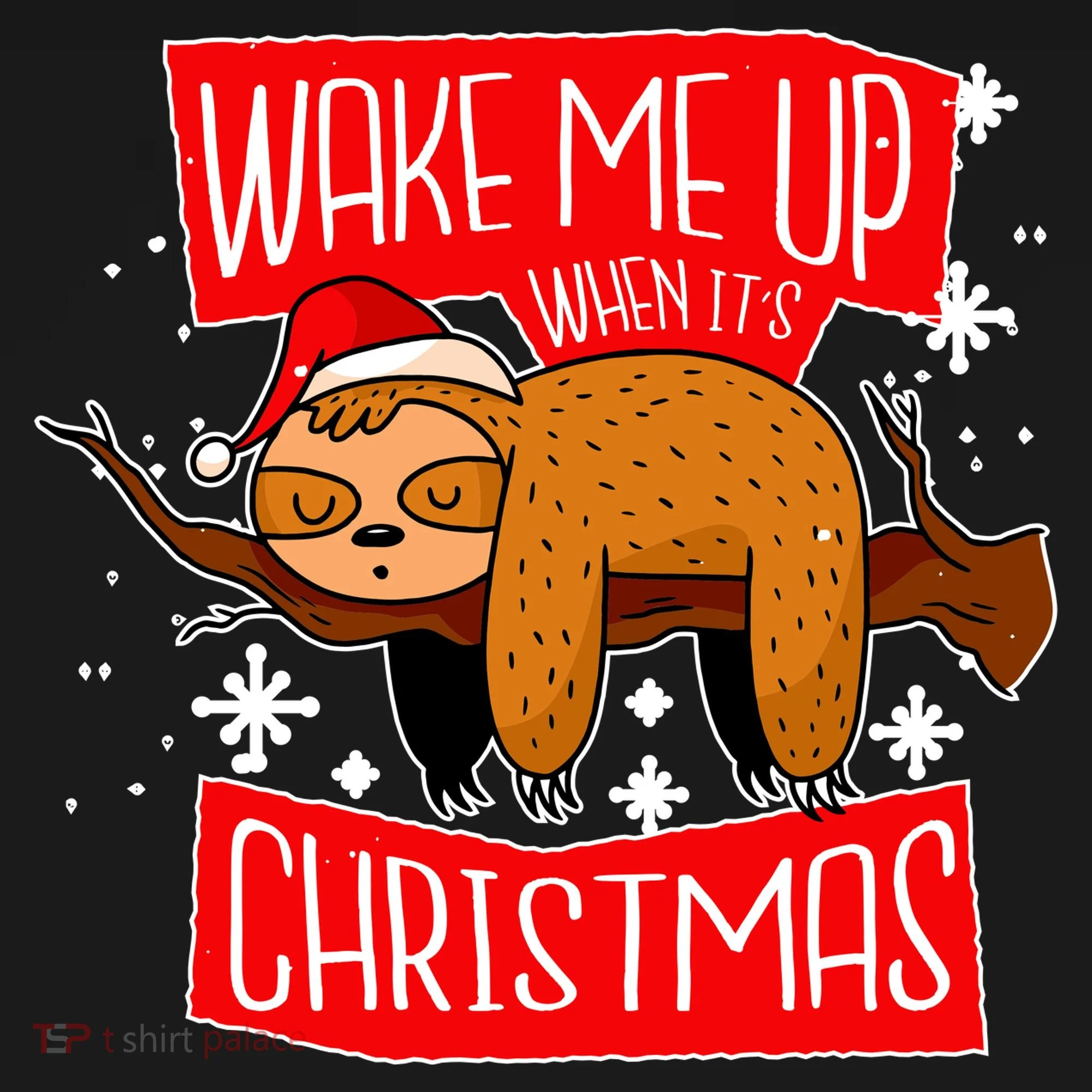 Wake Me Up When It's Christmas Funny Sloth Doggie Tank