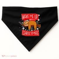 Wake Me Up When It's Christmas Funny Sloth USA-Made Doggie Bandana thumb 0