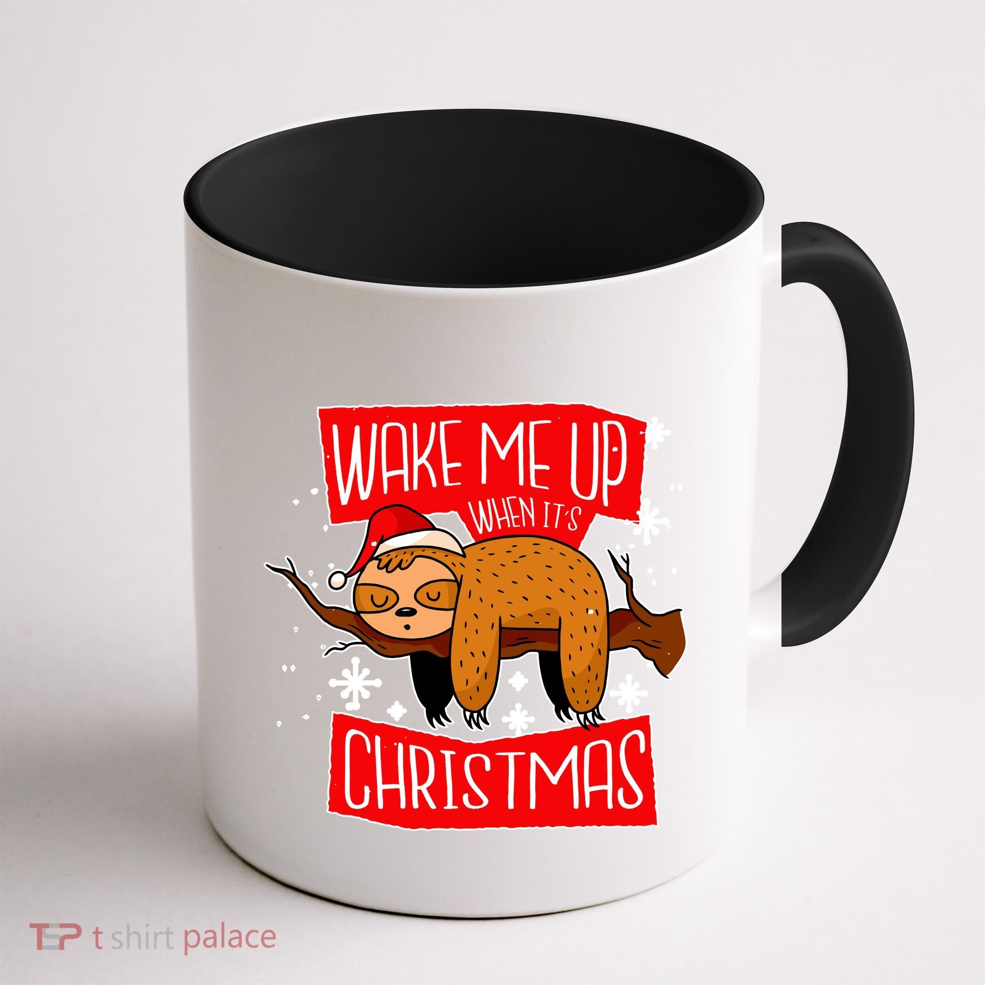 Wake Me Up When It's Christmas Funny Sloth Coffee Mug