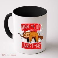Wake Me Up When It's Christmas Funny Sloth Coffee Mug thumb 0