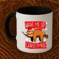 Wake Me Up When It's Christmas Funny Sloth Coffee Mug thumb 2