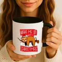 Wake Me Up When It's Christmas Funny Sloth Coffee Mug thumb 3