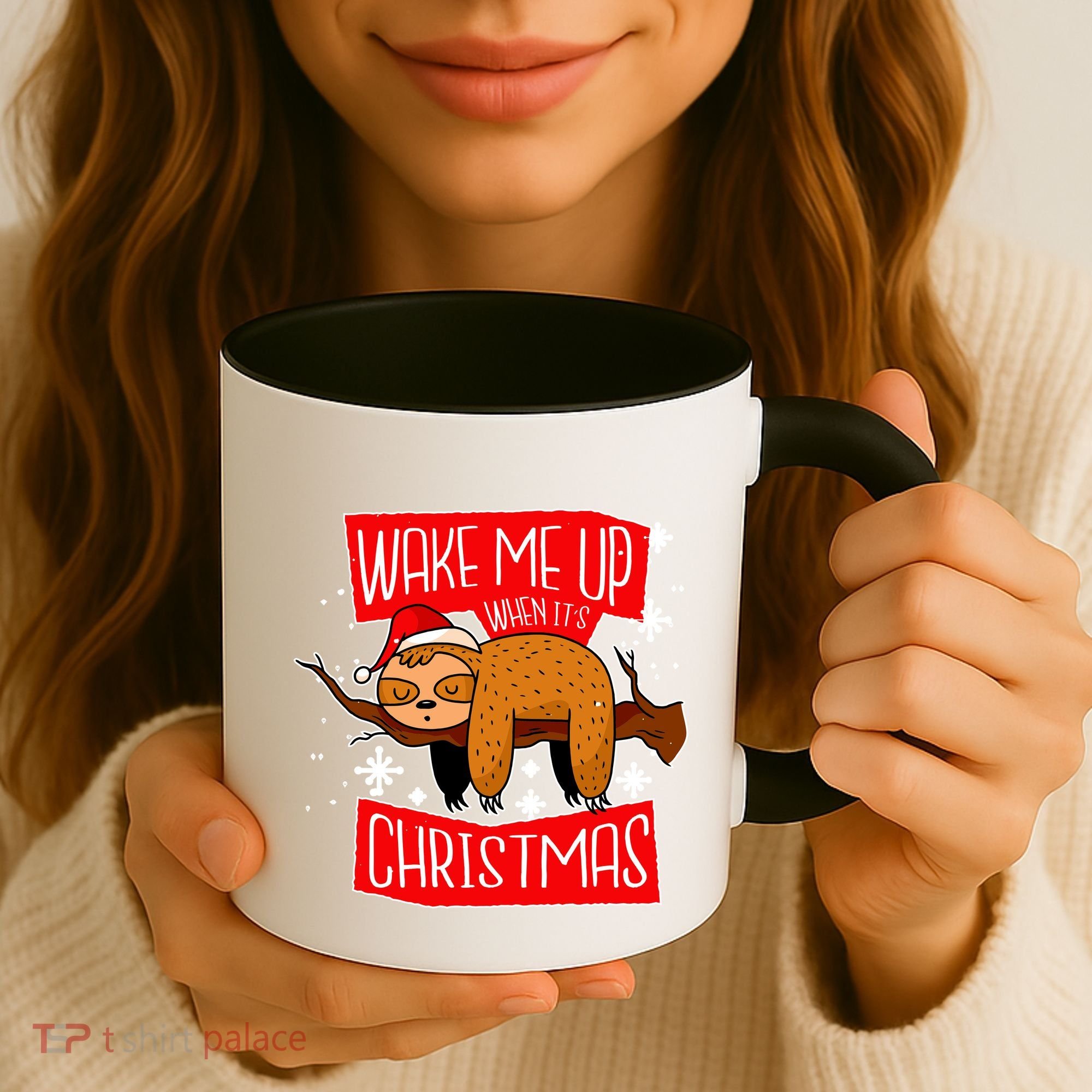 Wake Me Up When It's Christmas Funny Sloth Coffee Mug