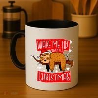Wake Me Up When It's Christmas Funny Sloth Coffee Mug thumb 4